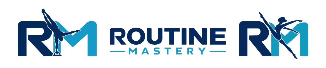 Routine Mastery, with a men's gymnast and a women's gymnast in the mark